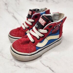 Vans Off the Wall Spiderman Blue Red Toddler Sneakers Shoes Boys Size 4